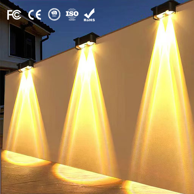 Outdoor Modern IP65 Waterproof RGB Solar Wall Garden Courtyard Road Warm White Solar Garden Light LED  Sconces Fence Decoration