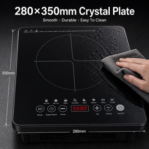 Placa <span class=keywords><strong>de</strong></span> Cocina Eléctrica <span class=keywords><strong>de</strong></span> Inducción Portátil <span class=keywords><strong>de</strong></span> un Solo Quemador, 1950W, con 8 Menús Preestablecidos, Apagado Automático, Panel <span class=keywords><strong>de</strong></span> Fácil Limpieza, KI02015 - Product Image 3
