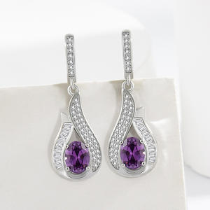 Pendientes de gota de nicho de gama alta para mujer, pendientes de gota con palanca de piedra natal de lágrima personalizada de plata 925 para mujer, joyería fina - Product Image 1