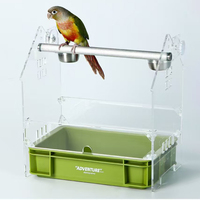 Perchoir de bureau pour perruche en acrylique transparent durable, imperméable et écologique, avec base en caoutchouc antidérapante, double fixation cage/bureau, pour la maison