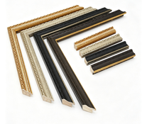 Moldura de Madera Maciza con Relieve Vintage, Tiras Metálicas Doradas y Plateadas para Marcos de Arte y Retratos