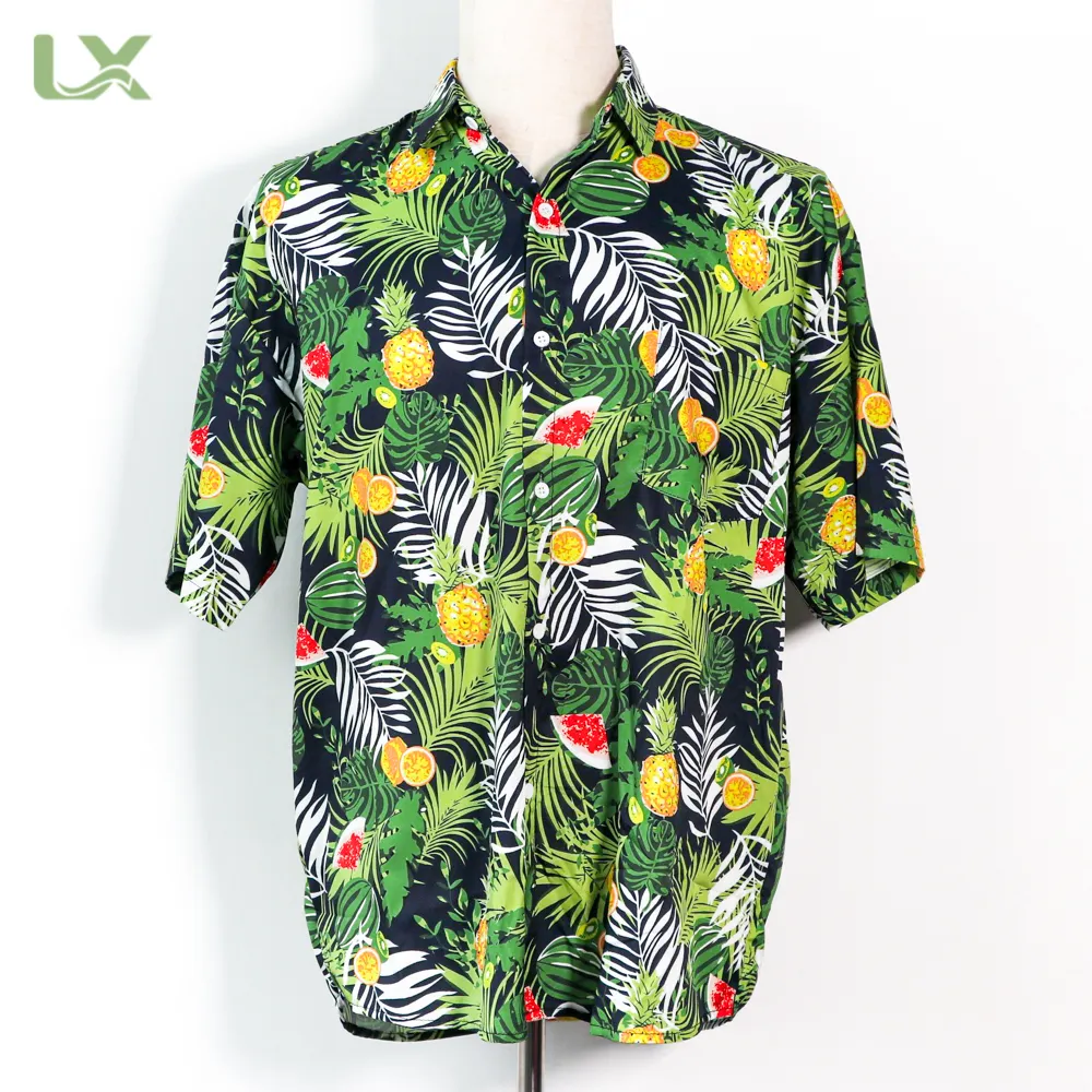 Camisa havaiana de manga curta masculina, nova camisa praia havaiana solta e versátil, tendência polinésia, roupas masculinas