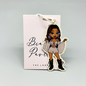 ป้ายเสื้อผ้าแบบกำหนดเองสำหรับขายส่ง ออกแบบโลโก้แบรนด์เสื้อผ้าตามสั่ง ป้ายแขวนเสื้อผ้า ป้ายติดเสื้อผ้า - Product Image 2