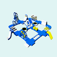 Ensemble de parc aquatique gonflable personnalisable de grande taille en PVC pour usage commercial - Comprend un toboggan, un parcours d'obstacles et une zone de saut