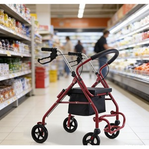 <b>Elderly</b> Shopping Cart Grocery Shopping Hand Push Four-Wheeled <b>Walker</b> Seat Can Sit Folding Lightweight Durable Convenient - Product Image 1