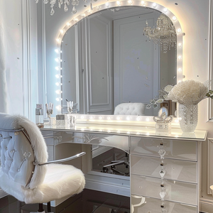 Grande coiffeuse de maquillage avec miroir LED et plateau en verre, 11 tiroirs et <span class=keywords><strong>loupe</strong></span> - Product Image 3