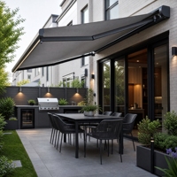 Store banne motorisé rétractable pour pergola, auvent extérieur en aluminium, pare-soleil imperméable, sur mesure