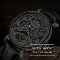 Montre Mécanique Manuelle KINYUED J078 pour Homme d'Affaires Luxe Montres Décontractées Bracelet Maille Marque Haut de Gamme Squelette