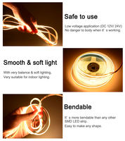 Tira de Luces LED COB Tuya 24V 10m Flexible Blanco Cálido, Retroiluminación para TV con Conectividad WiFi USB, Regulable, Clasificación IP20 IP67