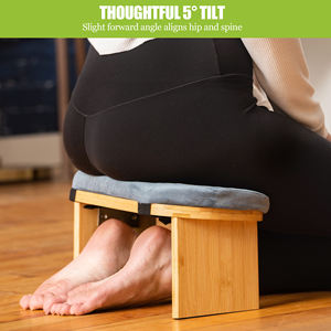 Banco de meditación de bambú plegable y ergonómico, Banco de meditación resistente con cojín - Product Image 6