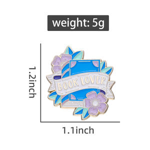 Pin Enamel cacing buku kustom bros kekasih buku motif bunga Lapel lencana Saya cinta membaca hadiah perhiasan untuk anak-anak teman - Product Image 6