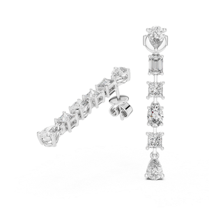 Boucles d'oreilles de créateur en argent avec diamants de laboratoire, bijoux de mode raffinés, style éblouissant et affirmé, accessoire cadeau - Product Image 2