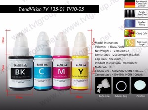 Encre de recharge <span class=keywords><strong>Trendvision</strong></span> Factory pour imprimantes GI190 790 890 990 pour G1000/G1400/G2000/G2400/G3000/G3800 135ML BK/70ML CMY - Product Image 2