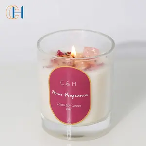 C & H 2023 Venta caliente de lujo personalizado curación espiritual regalo de Navidad flor San Valentín velas perfumadas de cristal