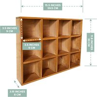 Étagère de présentation en bois à 12 compartiments, boîte de rangement carrée, étagère de table ou murale, support de rangement décoratif en bois