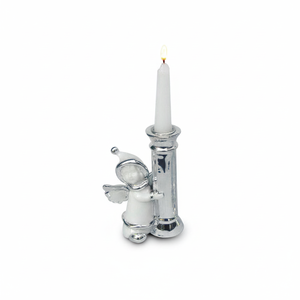 Portacandele Angelo H 130 mm Decorazione Natalizia Finitura Argento Design a Forma di Angelo - Product Image 2