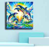 Peinture Diamant 5D Personnalisée en Velours de Haute Qualité, Motif Dauphin Océanique, Décoration Murale Paysage, ASF2907
