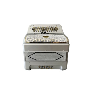 Accordéon diatonique SEASOUND OEM avec 34 boutons, <span class=keywords><strong>12</strong></span> <span class=keywords><strong>basses</strong></span>, 3 registres, grille argentée et or blanc, modèle JB3412C - Product Image 1