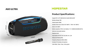 ลำโพงไร้สาย HOPESTAR A60ultra กำลังขับ 450W พกพาสะดวก พร้อมซับวูฟเฟอร์ ไฟ RGB LED กันน้ำ แบตเตอรี่ 10000mAh ไมโครโฟนในตัว - Product Image 5