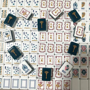 Tuiles de Mahjong américaines en acrylique, 160 pièces, motif feuilles de Ginkgo dorées, classiques, faites à la main, de luxe, personnalisées, prix d'usine - Product Image 1