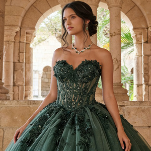 Vestidos de Quinceañera <span class=keywords><strong>Verde</strong></span> <span class=keywords><strong>Esmeralda</strong></span> sin Tirantes, con Encaje y Lentejuelas, <span class=keywords><strong>Vestido</strong></span> de <span class=keywords><strong>Fiesta</strong></span>, <span class=keywords><strong>Vestido</strong></span> de Graduación, Vestidos de 15 Años Personalizados - Product Image 3