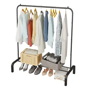 Metal Clothing Rack 43.3 Inches Clothes Garment Coat Rack with Bottom Shelf Clothing Rack for Hanging Clothes Coats Skirts