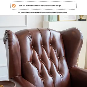 Sillón Individual Estilo Americano Vintage, Tipo <span class=keywords><strong>Padrino</strong></span>, con Hebilla de Cuero Genuino de Vaca, para Sala de Estar, con Esponja - Product Image 5
