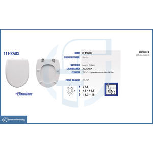 Azzurra Vaso Class 05 Couvercle de siège de toilette à dégagement rapide, forme allongée carrée, bidets électroniques en plastique PP UF pour salle de bain - Product Image 2