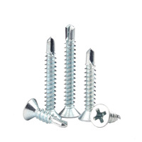Vis autoperceuses à tête fraisée plate à embase cruciforme Phillips en acier au carbone Q235 zingué bleu-blanc pour meubles et construction
