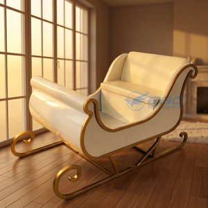 Vente en gros usine Traîneau de Noël moderne grandeur nature avec Père Noël, traîneau à chevaux électrique certifié CE, couleur personnalisée, en acier - Product Image 1