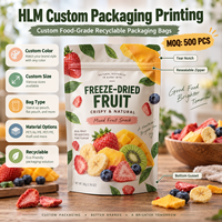 Sachet Doypack Personnalisé Imprimé pour Fruits Lyophilisés, Qualité Alimentaire, Refermable avec Fermeture Éclair et Fenêtre Transparente pour Snacks