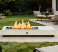 Table rectangulaire de patio en béton avec foyer au propane pour extérieur, table avec foyer, chauffage au gaz pour intérieur