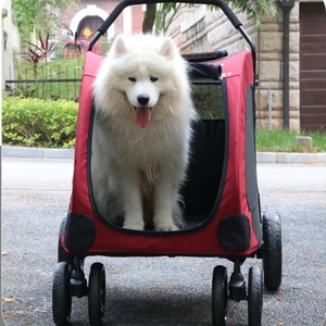 Carrinho luxuoso dobrável, carrinho para cachorro de tamanho médio e grande, 4 rodas - Product Image 4