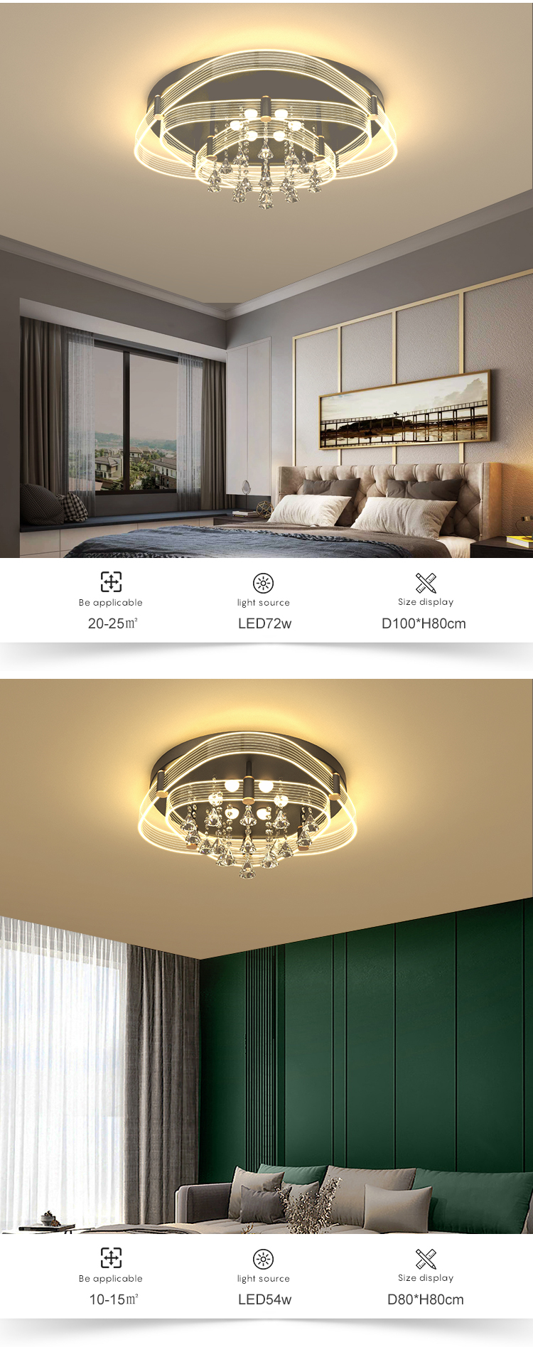 New Product Indoor Decoration Luxury K9 Crystal Bedroom Living Room Modern LED Ceiling Lamp