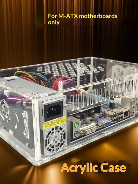 M-Atx MicroATX Full Tower Compact Acrylic Case for Small Motherboard and Power Supply 23.5*18cm Customization