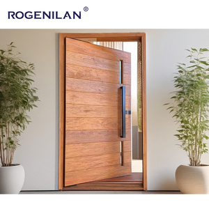 Moderno apartamento casas al aire libre principal puerta de pivote frontal de madera con cerradura inteligente antirrobo puerta de entrada de seguridad - Product Image 3