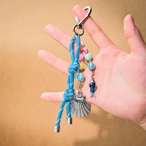 Porte-clés Coquillage de Plage d'Été, Breloque de Sac Cœur en Corde Tressée avec Perles, Pendentif Océan, Cadeau Femme, Vente en Gros - Product Image 2