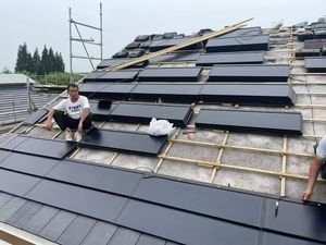 Système de tuiles solaires durables avec module <span class=keywords><strong>solaire</strong></span> à contact arrière transparent, tuiles photovoltaïques, module de cellule <span class=keywords><strong>solaire</strong></span>, tuiles de toiture pour la <span class=keywords><strong>construction</strong></span> résidentielle - Product Image 4