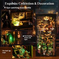 Hamaileon Custom Booknook La Maison Magique : Kit de puzzle 3D en bois sur le thème de l'étude du sorcier, avec lettres volantes et cage d'hibou, pour adultes