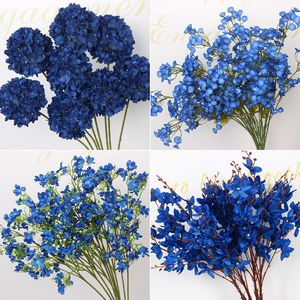 Fleurs artificielles bleu Klein, fleurs en soie, branche unique, décoration de mariage - Product Image 2