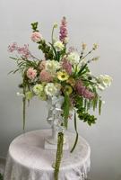 RK312 Vente en gros de boules de fleurs artificielles en soie, grandes, blanches et vertes, roses et orchidées, style Monet, pour centres de table de mariage