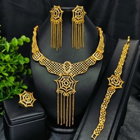 Ensemble de bijoux vintage pour mariée, plaqué or 24 carats, collier, boucles d'oreilles, bague, cadeau de mariage