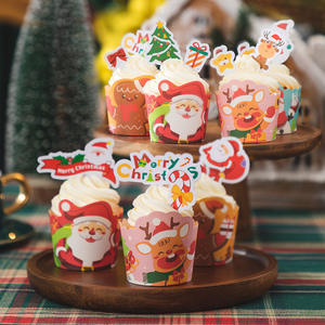 Caja de cartón decorativa <span class=keywords><strong>para</strong></span> hornear de <span class=keywords><strong>cumpleaños</strong></span> de Navidad, juego de tazas de magdalenas enchufables de laminación mate, diseño de Torre de fresa <span class=keywords><strong>para</strong></span> pequeños - Product Image 2