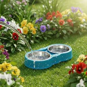 Tigelas para Animais de Estimação 2 em 1 Montadas na Parede, Ecológicas, Automáticas, em Aço Inoxidável, Dupla, Resistentes ao Calor/Frigor, Laváveis na Máquina de Lavar Louça, para o Inverno - Product Image 1