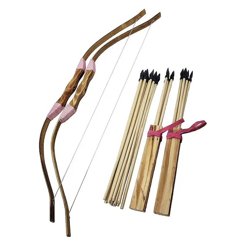 Wooden Hunting Archery Recurve Bow Handmade Girls Wooden Bow and Arrow Set