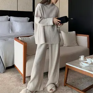 Hot sale in stock autumn and winter 2023 S-L fashionable knitting long sleeved trousers two-piece sweater suit