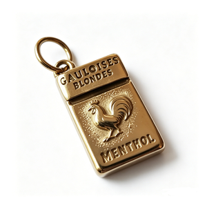 Gauloises Blondes - Etiqueta de recuerdo rectangular de latón chapado en oro con grabado de gallo y mentol - Product Image 2