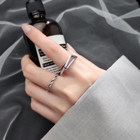 Forme géométrique minimaliste réglable ouvert Knuckle anneaux 925 bague en argent Sterling bijoux de mode pour les femmes
