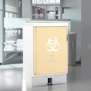 Armadio per la Separazione dei Rifiuti con Pedale in Acciaio Inox Ecologico 820mm per Uso Ospedaliero con Sistema a Doppio Contenitore e Rivestimento Antibatterico - Product Image 5