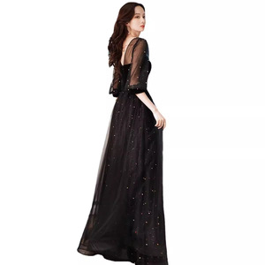 Black Evening Gown Sweetheart Neckline Empire Waist A-Line Chiffon Long Dress For Formal Events - Product Image 5